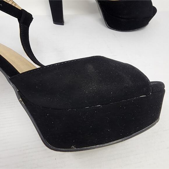 New Platform Black Chunky Heels T Strap Sexy Heels Prom Party Dress Shoes 9.5 - Picture 3 of 11